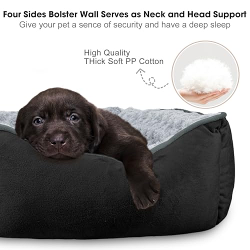 Rectangle Dog Bed for Large Medium Small Dogs (Black / L(30"x 24"x 9"))