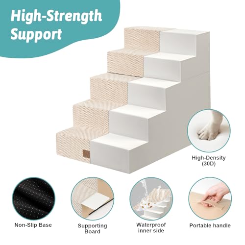 Dog Stairs for Small Dogs (Beige / 19.7x29.5x23.6 inch)