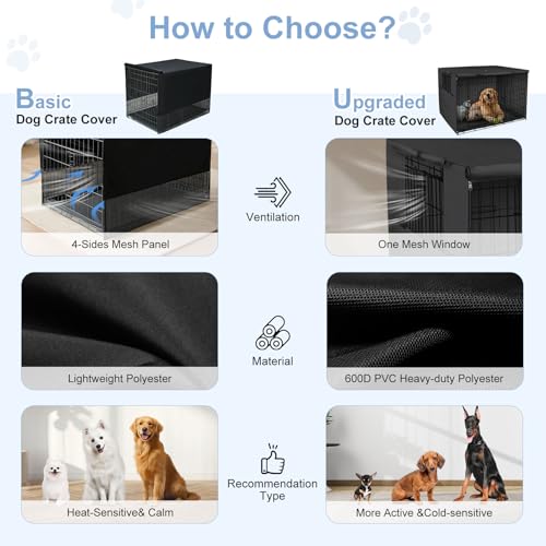 Breathable Dog Crate Cover (24"L x 18"W x 20"H / Black+Black)