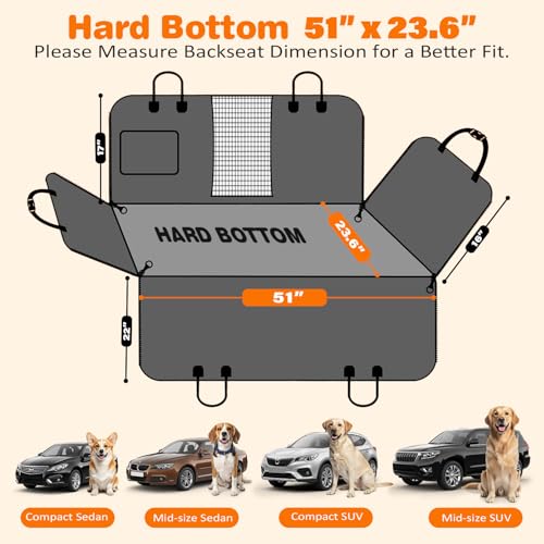 Hard Bottom Dog Car Seat Cover for Back Seat (Black / Standard - 54" Length)