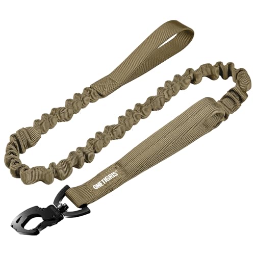Tactical Bungee Leash with 2 Handles Quick Release (Brown / 85cm-118cm/33.5in-46.5in)