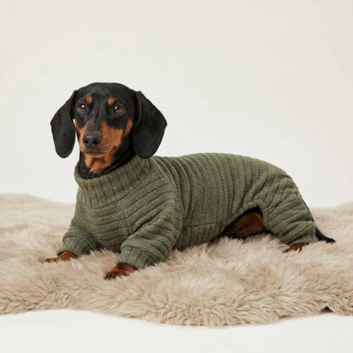 Turtleneck Knitted Dog Sweater Puppy Pajamas Thermal Doggie Winter Clothes Knitwear Pet Coats Cat Apparel Green X (X-Small / Sage Green)