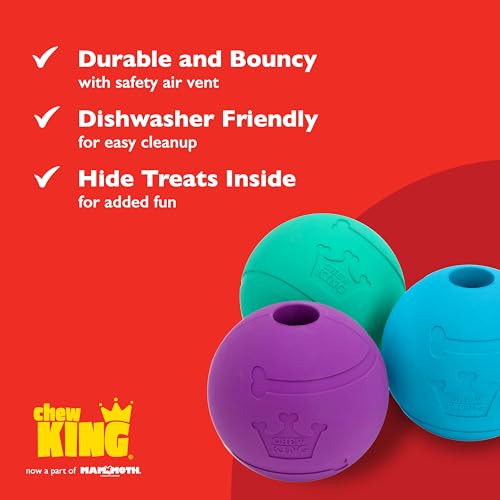 Fetch Balls Extremely Durable Natural Rubber Toy Pack of 3 (3-Pack (3" Balls) - Blue, Purple, Turquoise)