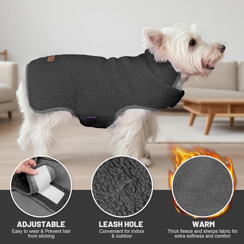 Sherpa Dog Coat Reversible Dog Jackets for Small Dogs (Small (5-9lbs) / Dark Grey)