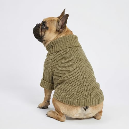 Thermal Knitted Dog Sweater Doggy Winter Coat Pet Clothes Doggie Turtleneck Jacket Puppy Outfits Cat Sweatsuit Sage Green Large (Large / Sage Green)
