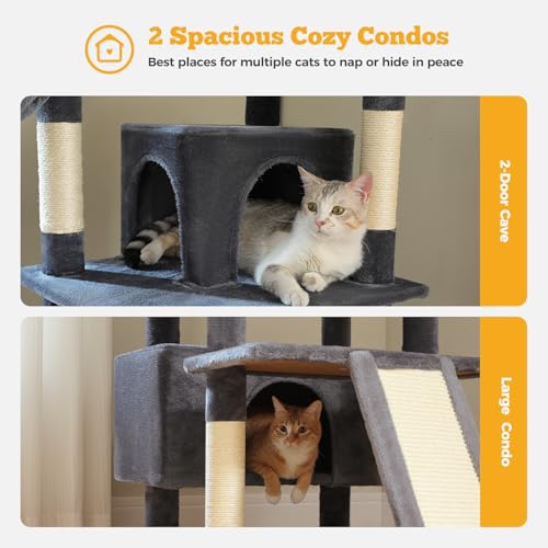 81" Heavy Duty Cat Tree for Large Cats (Dark Grey / 81in)