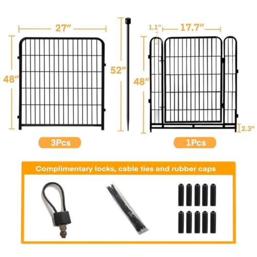 Garden Fence with Gate 48 in (48''(H)-4panels-8.9ft(L))