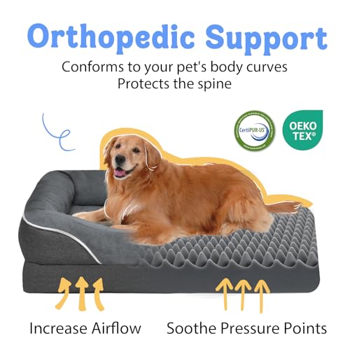 Orthopedic Washable XXL Dog Bed for Extra Large Dogs (Dark Grey / 45"L x 35"W x 7.5"Th)