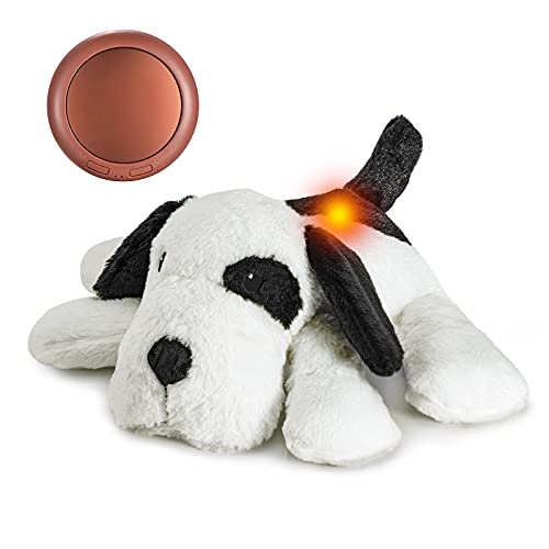 Heartbeat Warm Heat Stuffed Animal for Dog Anxiety Relief (Black & White)