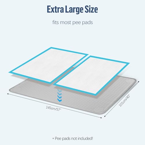 Pee Pad Holder for Dogs 57''x40'' Silicone Puppy Pee Pad Tray (Light Grey)