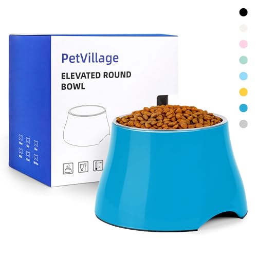 Dog Bowls Cone Friendly Non Slip Single Dog Bowl with Stainless Steel Inner (Medium(2 Cups) / Blue)