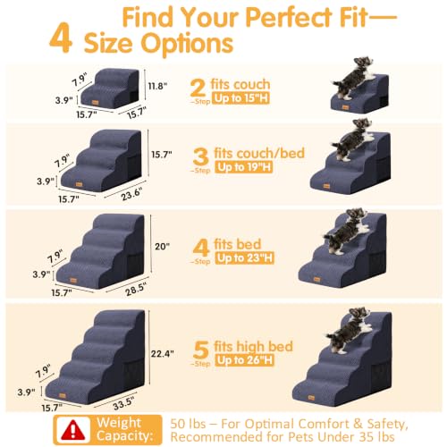 High Density Foam Dog Steps 4 Tiers (Blue / 28.5*15.7*20.5)