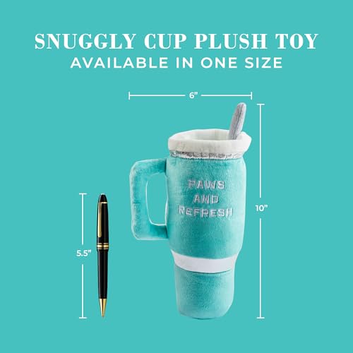 Snuggly Cup Plush Dog Toy Tumbler Parody Stuffed Chew Toy (Snuggly Cup (Teal))