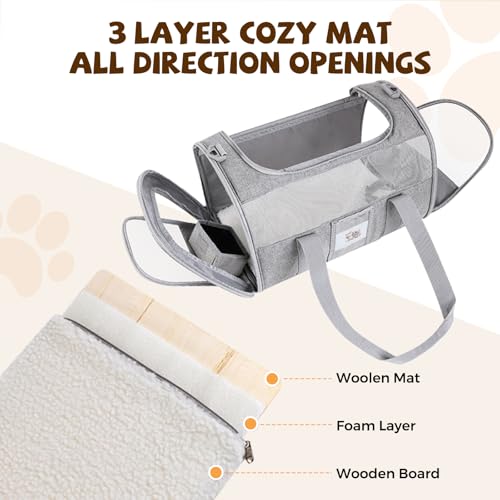Large Soft Cat Carrier Up to 28 Lbs (Gray / 13.0"L x 13.0"W x 20.0"H)