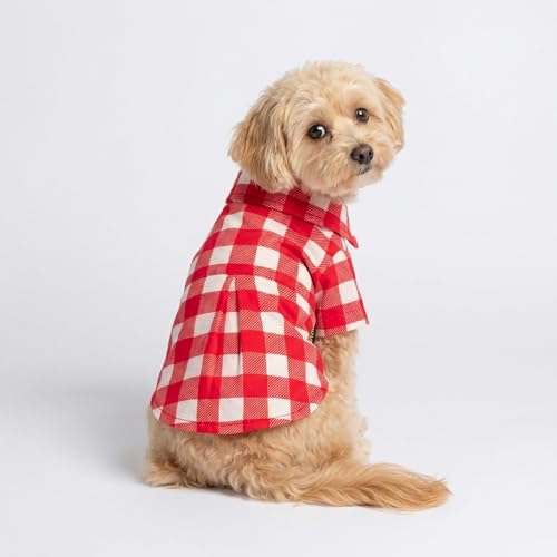 Gingham Plaid Dog Shirt (Medium / Red)