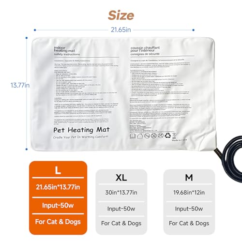Cat Heating Pad for Bed Wamming (21.65"L x 13.77"W / Grey)