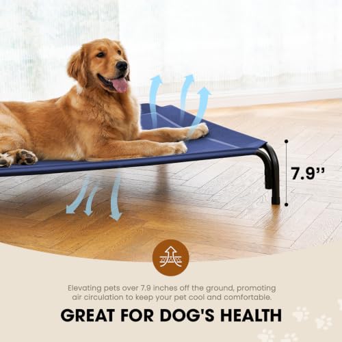 Outdoor Elevated Dog Bed for Large Sized Dogs (XXL(53.94"x35.83"x7.90") / Navy Blue)