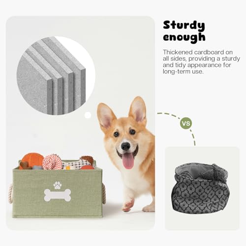 Dog Toy Basket with Lid (Green / Medium)
