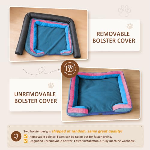 Orthopedic Dog Bed for Extra Large Dogs with Bolster (42.0"L x 30.0"W x 8.5"Th / Enchanted Cove)