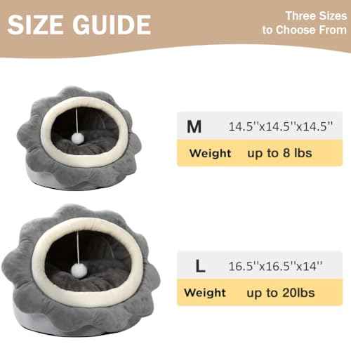 Cat Beds for Indoor Cats (Sunflower Gray / L)