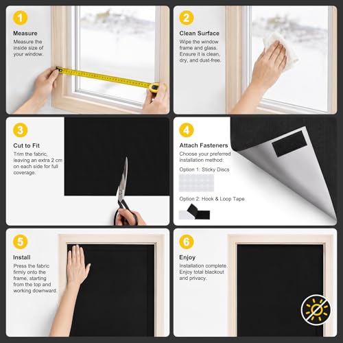 100% Blackout Curtains Bedroom No Drill DIY Curtains 57" W x 39" H (Black / 57"W x 39"L (Pack of 1))