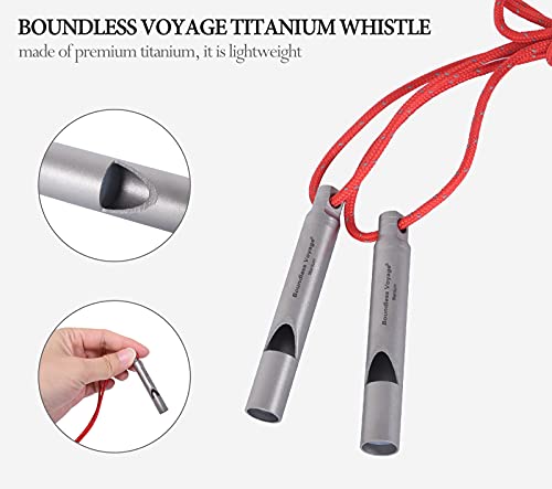 Titanium Emergency Whistle 2 Pack Outdoor Emergency Survival Camping Hiking Loud Whistle Coaches Training Sports Keychain Whistle with Lanyard (2 PCS - Ti9010)