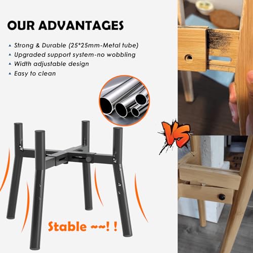 Elevated Dog Bowl Stand for Large Dogs (Height: 11", Width: 7-10.6" / Black, 4-Legs, 11H-Round)