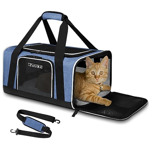 Small Pet Carrier 17" L x 11" W x 9.5" H Airline Approved (17.0"L x 11.0"W x 9.5"H / Blue)