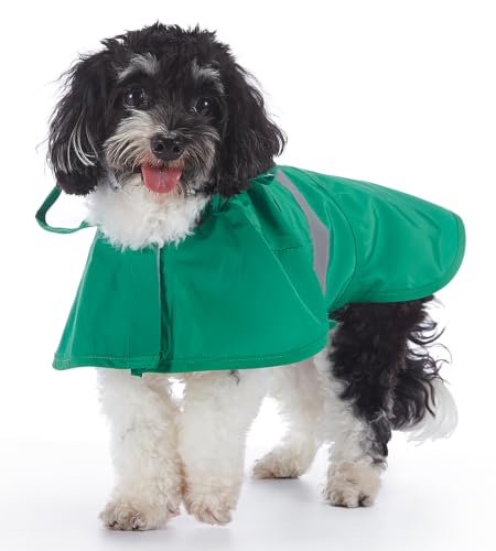 Dog Raincoat Hooded Reflective Waterproof Slicker Poncho (Frog / L(8-9 pound))