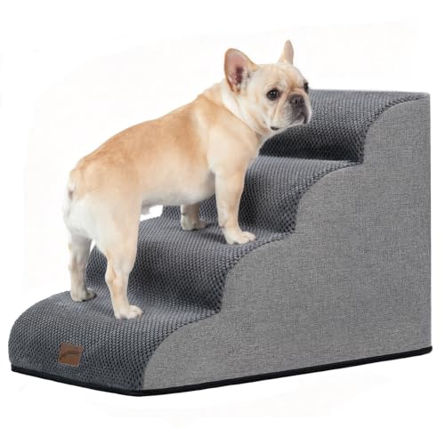 Dog Stairs for High Bed (Grey / 4-Step (28.3"D x 15.7"W x 19.7"H))