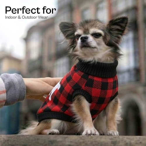 Dog Sweaters Cable Knit Dog Outfit (XS / Checkered Red)
