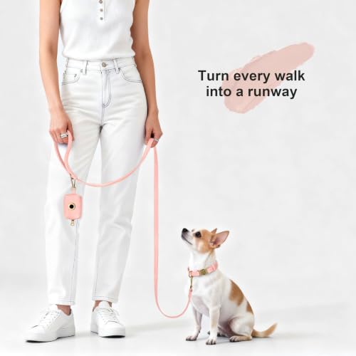 PU Leather Dog Leash for Small Dogs (Pink / 3/4''x 4FT)