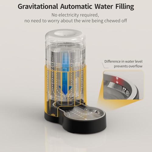 Cat Water Dispenser with Filter and Stainless Steel Bowl (Black / 4L + Filter)