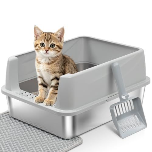 Stainless Steel Litter Box with Lid (S:17.5x13.6x8inch with Lid)