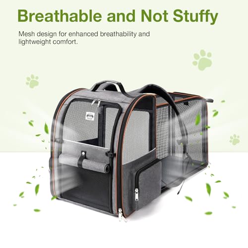 Extra Large Cat Backpack Carrier Expandable Pet Carrier Backpack for Small (Grey)