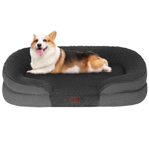 Orthopedic Waterproof Medium Dog Bed Sofa (Medium(36 x 25.5 x 6 inch) / Plush-Dark Grey)
