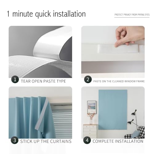 Self Adhesive Curtains (35"W x 79"L (Pack of 2) / Lake Blue)