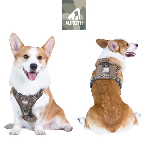 Tactical Dog Harness Medium Sized Dog No Pull Adjustable Dog Vest (Camo - Desert Camo / M(Neck:16-22",Chest:22-33"),35-50 lbs)