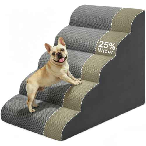Extra Wide Dog Stairs for Large Dogs 20" W (5 Steps 25“H)