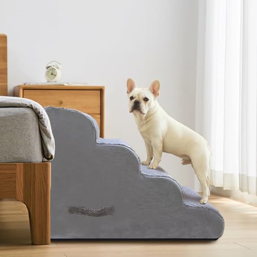 4 Step Pet Stairs for High Beds & Sofas (LightGrey / 4-step 19.6"H)