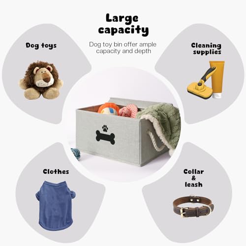 Dog Toy Basket with Lid (Gray / Medium)