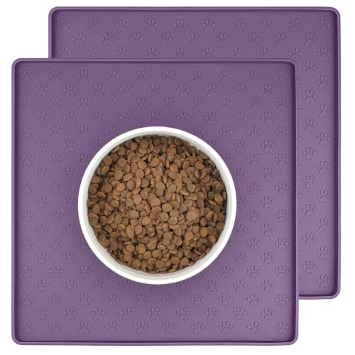 2 Pack Dog Food Mat Anti (11.8"L x 11.8"W - 2 Pack / Purple)