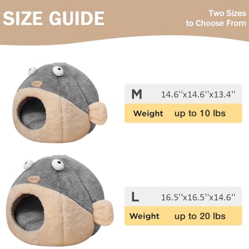 Cat Beds for Indoor Cats (M 14.6'' / Grey)