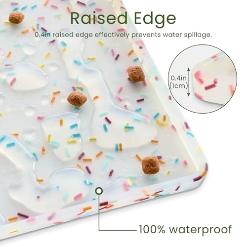 Dog Food Mat Anti (24.5"L x 16.5"W / Donut-White)