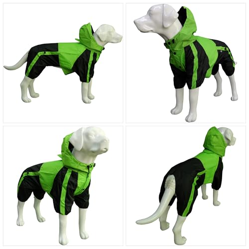 Border Collie Dog Hooded Raincoat (L-M+ (for Border Collie ~60lbs) / Green)