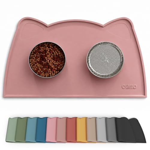 Cat Food Mat Silicone Pet Feeding Mat (20"L x 12"W / Rose)