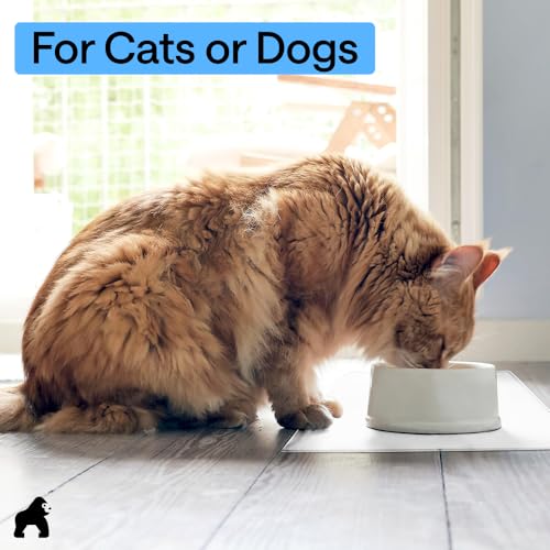 Dog Food Mat 100% Waterproof Silicone (White / 16"l X 10"w)