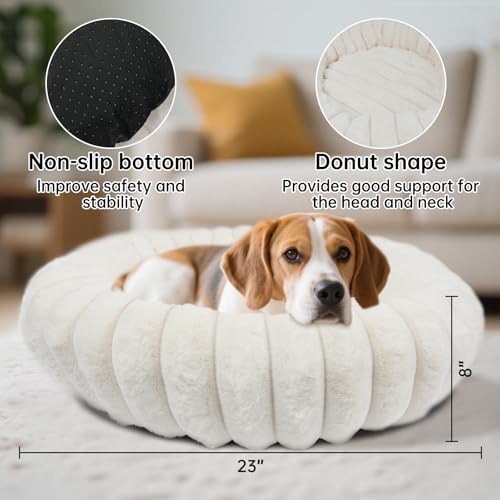 Donut Small Medium Dog Bed Washable Kitty & Puppy Bed (White / S(23*23*8))