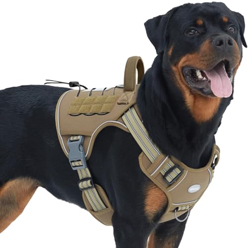 Tactical Dog Harness for Extra Large Dogs (Army yellow / XXL(Neck:21.7-36.7",Chest:28.3-44.1"))