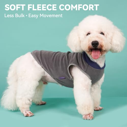 2 Pack Fleece Dog Sweater Pullover Lightweight Reflective Jacket (Medium / 2# Navy & Grey)
